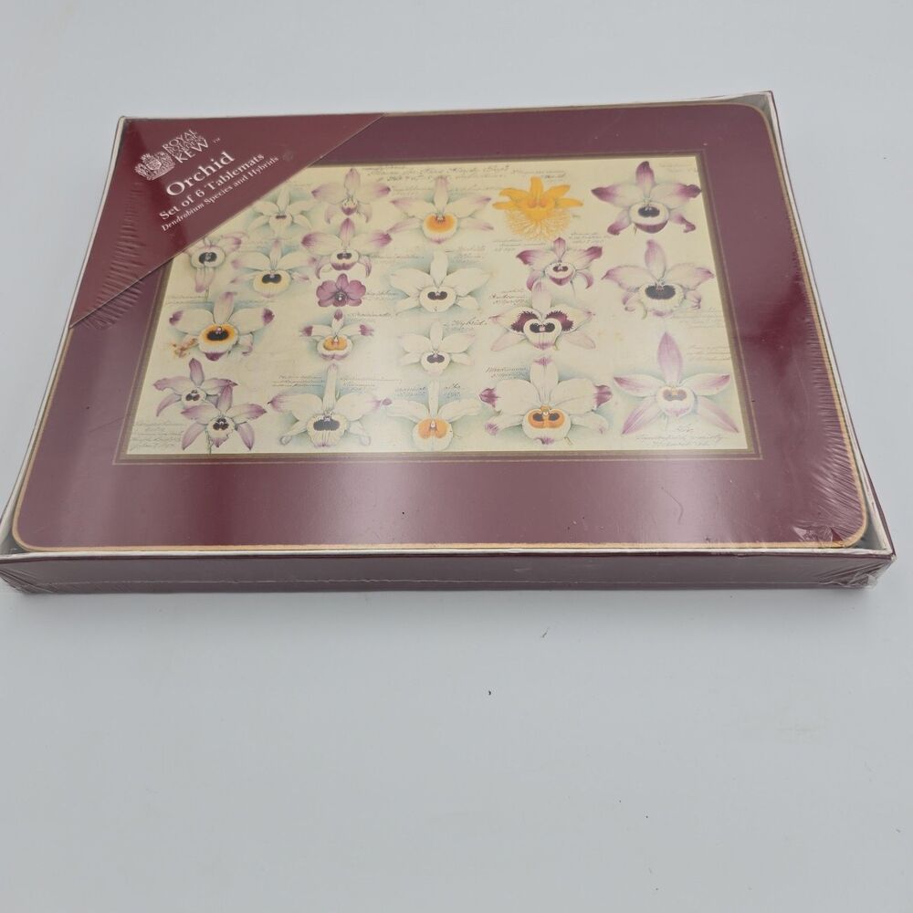 Pimpernel RHS Orchid Set of 6 Cork Backed Table Mats Placemats NEW Sealed 12x9